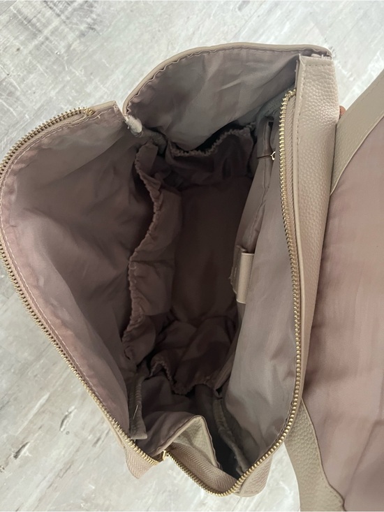 Landici maternity Beige Pebbled faux Leather Backpack Tote main image 7